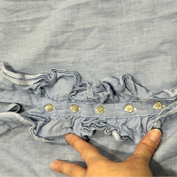 Converse Blue Half Button Ruffle Shirt Dress Women Size XL - Picture 3 of 8